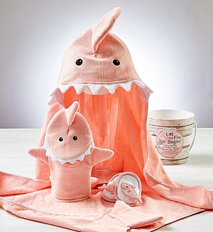 Let the Fin Begin Pink Shark Bath time Gift Set